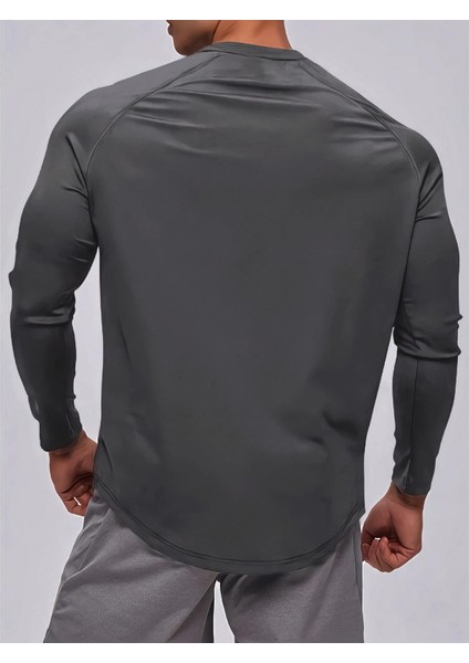 Erkek Running Sports Reglan Oval Kesim Uzun Kollu Pamuklu Penye T-Shirt fiyatları