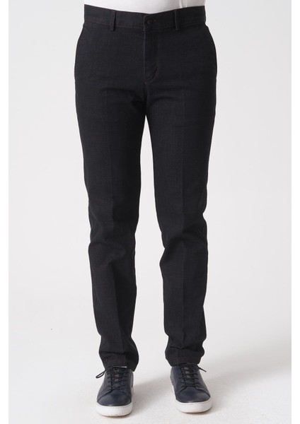 São Paulo P1033 Slim Fit Leo Likralı Pamuklu Tencel Pantolon Siyah