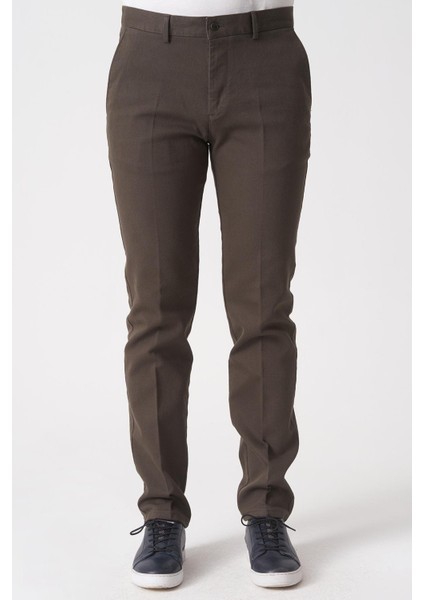 Salvador P1039 Zümrüt Likralı Pamuklu Slim Fit Chino Pantolon Haki