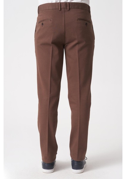 Salvador P1039 Zümrüt Likralı Pamuklu Slim Fit Chino Pantolon Kahve fırsatları