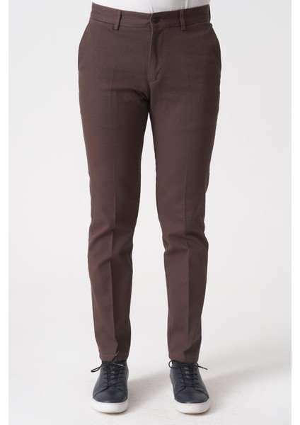 Rio De Janeiro P1034 Mars 4320 Pamuklu Slim Fit Chino Pantolo Kahve