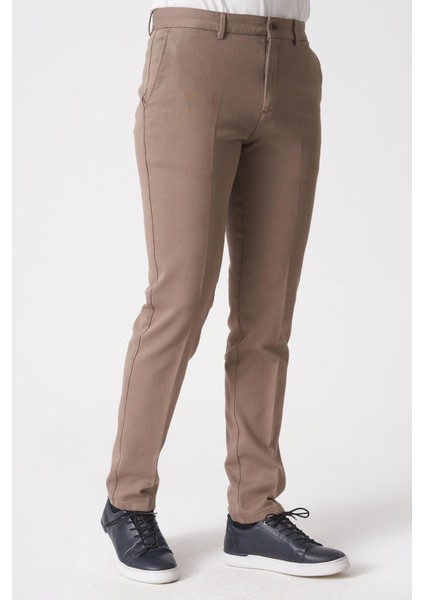 Salvador P1039 Zümrüt Likralı Pamuklu Slim Fit Chino Pantolon Camel modelleri