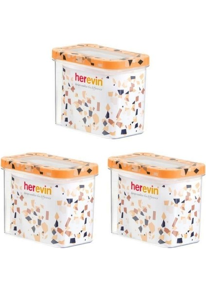 3 Parça 1,2 Lt Terrazzo Desenli Erzak Bakliyat Saklama Kavanozu Seti