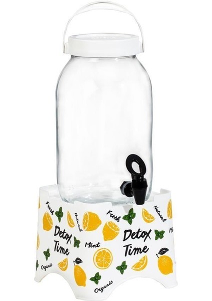 3 Lt Standlı Cam Sebil - Limon Desen