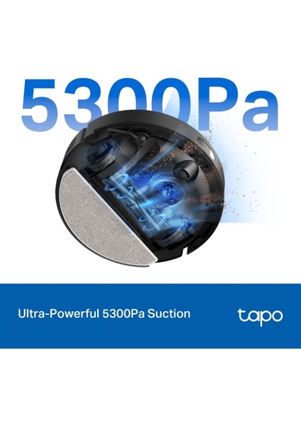 Tapo RV30 Max Plus 5300Pa Yüksek Vakum Güçlü Robot Süpürge ve Paspas + Akıllı Otomatik Boşaltma Ünitesi