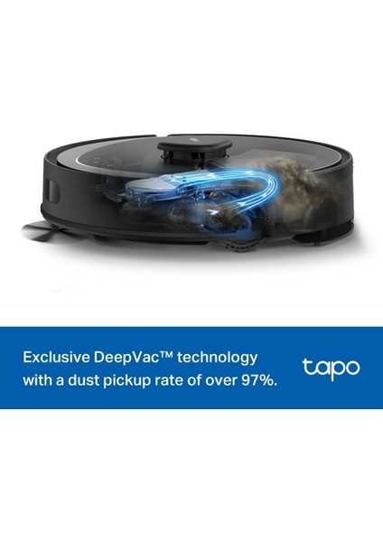 Tapo RV30 Max Plus 5300Pa Yüksek Vakum Güçlü Robot Süpürge ve Paspas + Akıllı Otomatik Boşaltma Ünitesi