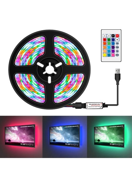 Uzaktan Kumandalı Rgb LED Şerit Işık 16 Renk Seçeneği 5 Metre Uzunluk Enerji Verimliliği