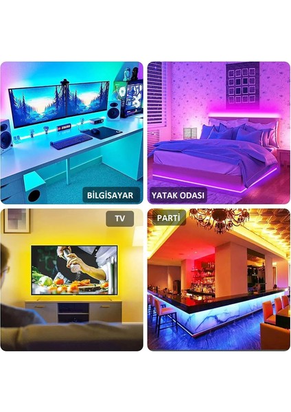 Uzaktan Kumandalı Rgb LED Şerit Işık 16 Renk Seçeneği 5 Metre Uzunluk Enerji Verimliliği