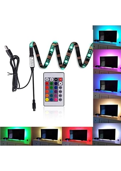 Uzaktan Kumandalı Rgb LED Şerit Işık 16 Renk Seçeneği 5 Metre Uzunluk Enerji Verimliliği