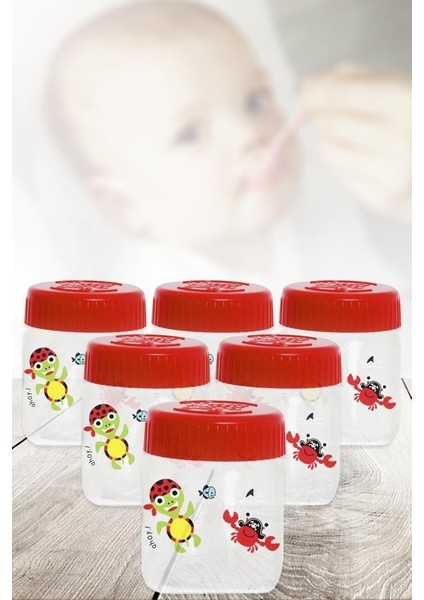 Altılı Desenli Bebek Mama Kavanozu 200 Ml