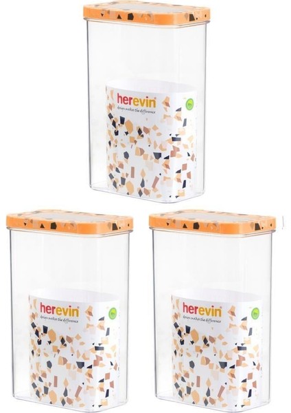 3 Parça 2,5 Lt Terrazzo Desenli Erzak Bakliyat Saklama Kavanozu Seti