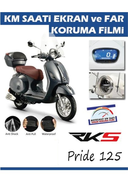 Rks Pride 125 Motosiklet Far ve Ekran Km Koruyucu