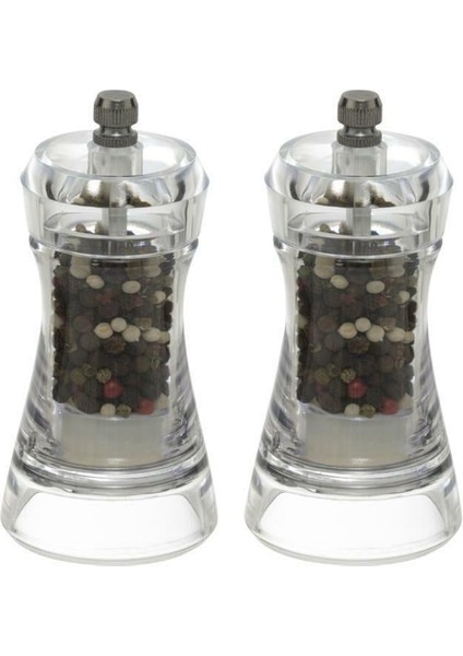 Ikili 11,5 cm Şeffaf Tuz-Karabiber Öğütücü
