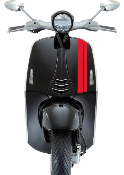 Scooter Şerit Desen Evrensel Sticker Etiket Kaplama Modeli Kırmızı