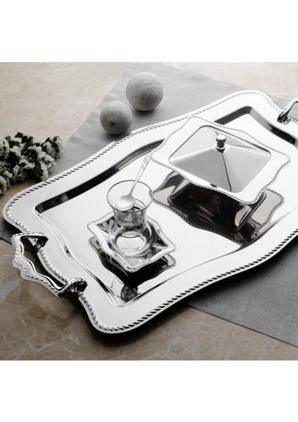 Tekno Trust Bulaşık Makinesinde Yıkanabilir Zincir Sade 40 Parça Çay Seti Su Bardağı - 12 Gümüş Cam