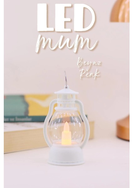 LED Mum Mini Kamp Tipi 1 Adet Pil Dahil Dumansız Alev Ledli Dekor Işığı Beyaz PT430