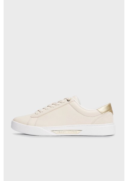 Deri Logolu Metalik Detaylı Sneaker Ayakkabı Bayan Ayakkabı FW0FW08382 Aa8 modelleri