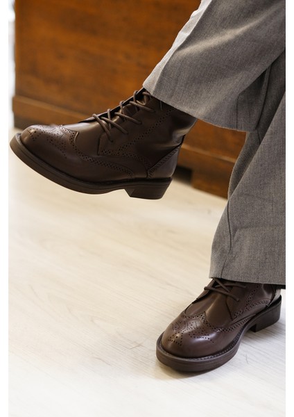 Kadın Bağcıklı Ve Fermuarlı Çiftyüz Günlük Postal Bot Lidan Kahve