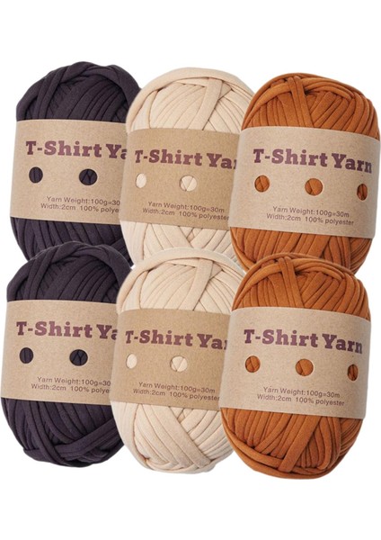 6 Rulo Örme Iplik Seti T-Shirt Iplik Tığ Işi Projeleri 196 Yard Toplam Set A (Yurt Dışından)