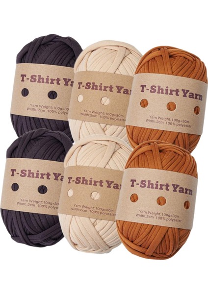 6 Rulo Örme Iplik Seti T-Shirt Iplik Tığ Işi Projeleri 196 Yard Toplam Set A (Yurt Dışından)