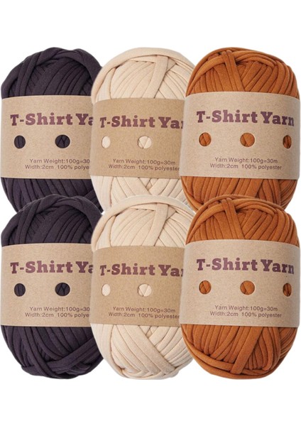6 Rulo Örme Iplik Seti T-Shirt Iplik Tığ Işi Projeleri 196 Yard Toplam Set A (Yurt Dışından)