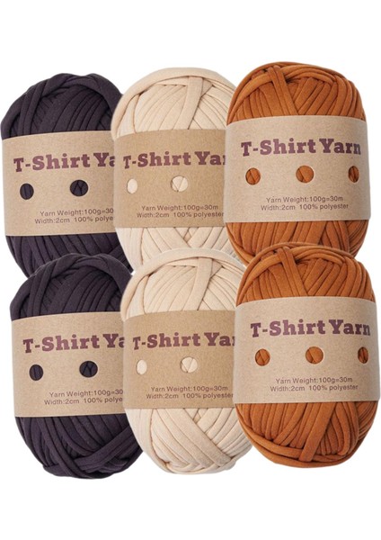 6 Rulo Örme Iplik Seti T-Shirt Iplik Tığ Işi Projeleri 196 Yard Toplam Set A (Yurt Dışından)