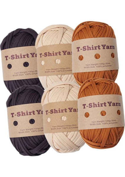 6 Rulo Örme Iplik Seti T-Shirt Iplik Tığ Işi Projeleri 196 Yard Toplam Set A (Yurt Dışından)