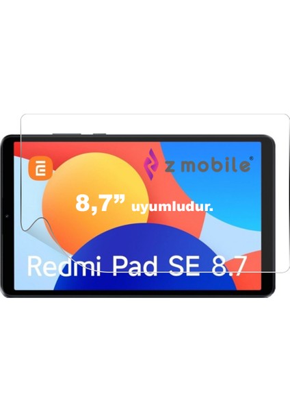 Redmi Pad Se 8.7" Inç Set Tablet Kılıfı Silikon Şeffaf - Nano Ekran Koruyucu - Kalem Hediyeli