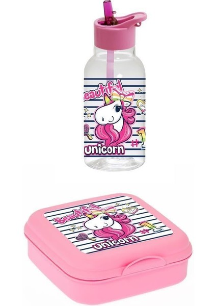 Unicorn Desen Matara ve Sandviç Box