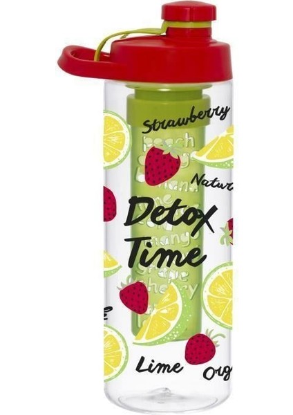 Infuserli Çilek Desen Detox Matara 650 ml