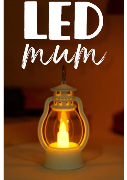 LED Mum Mini Kamp Tipi 1 Adet Pil Dahil Dumansız Alev Ledli Dekor Işığı Beyaz PT430