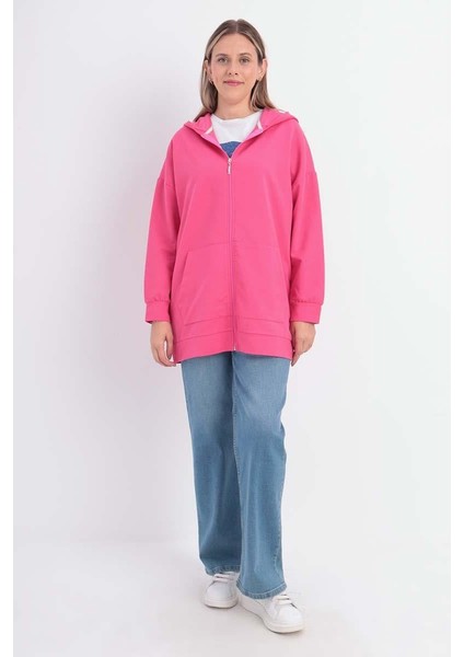 Fuşya-Fermuarlı Sweat Hırka