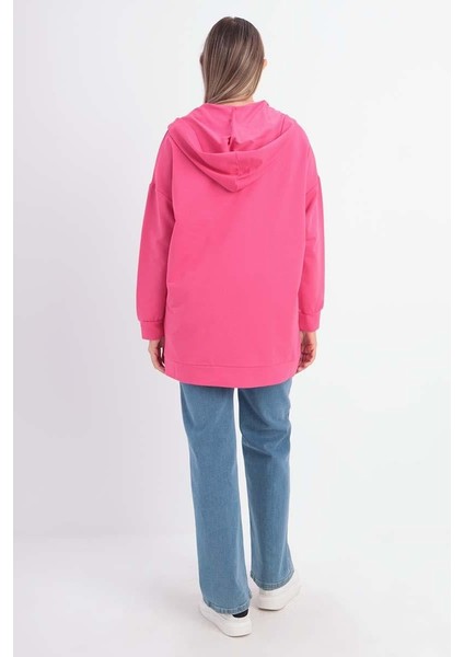Fuşya-Fermuarlı Sweat Hırka