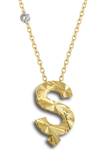 Pırlanta 14 Ayar Altın Kalemli Ş Harfi Kolye modelleri