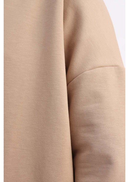 Açık Vizon-Fermuarlı Sweat Hırka indirimleri