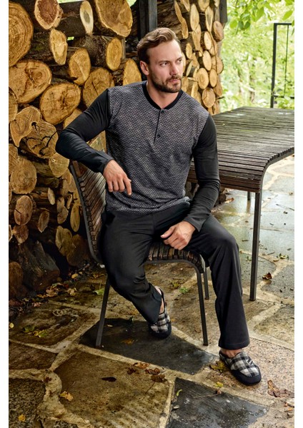 3387 Bay Jakarlı Pijama Takım