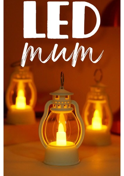 LED Mum Mini Kamp Tipi 3 Adet Pil Dahil Dumansız Alev Ledli Dekor Işığı Beyaz PT430