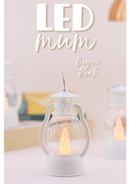 LED Mum Mini Kamp Tipi 3 Adet Pil Dahil Dumansız Alev Ledli Dekor Işığı Beyaz PT430