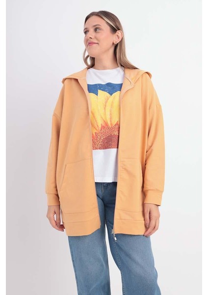 Soft Sarı-Fermuarlı Sweat Hırka