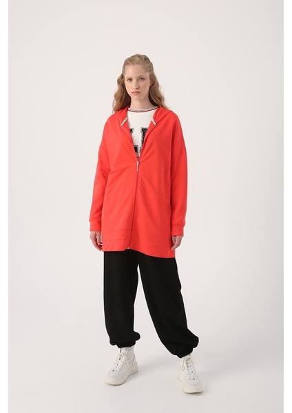 Nar Çiçeği-Fermuarlı Sweat Hırka