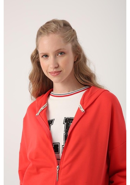 Nar Çiçeği-Fermuarlı Sweat Hırka indirimleri