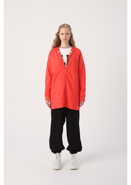 Nar Çiçeği-Fermuarlı Sweat Hırka