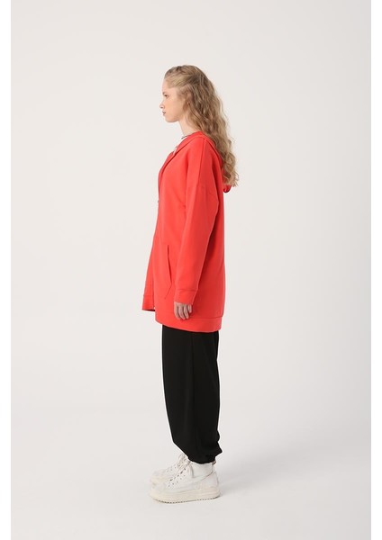 Nar Çiçeği-Fermuarlı Sweat Hırka