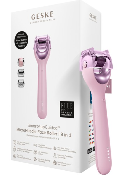 Mikro İğneli, Buz Başlığı, Pembe Kuvars Başlıklı Dermaroller Cihaz | MicroNeedle Face Roller