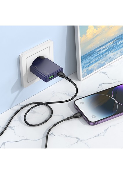 N45 PD30W + Qc3.0 Usb-C + Usb-A Hızlı Şarj Adaptörü