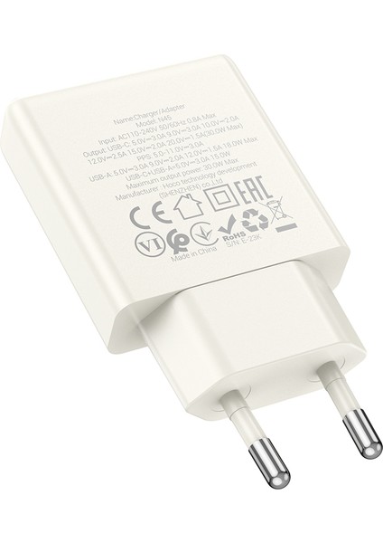 N45 PD30W + Qc3.0 Usb-C + Usb-A Hızlı Şarj Adaptörü