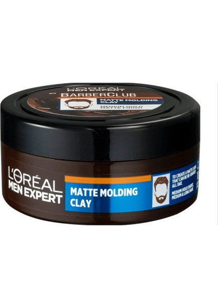 L'oreal Paris Men Expert Barber Club Orta Tutuş Mat Görünümlü Saç Şekillendirici Killi Wax 75 ml