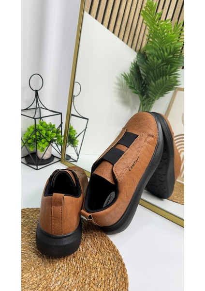 Günlük Erkek Sneaker Casual Kalın Yüksek Queen Taban Oval Burun Bant Detaylı Spor Ayakkabı 109