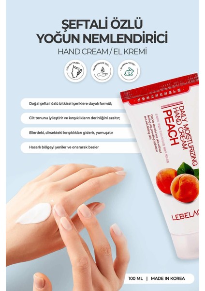 Şeftali Özlü Doğal Içeriklerle Zengin Nemlendirici El Kremi Peach Hand Cream