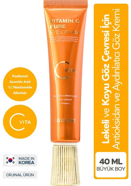 C Vitamini ve Ascorbic Acid Içeren Leke ve Koyu Halka Karşıtı Göz Kremi Lebelage Eye Cream 40 ml